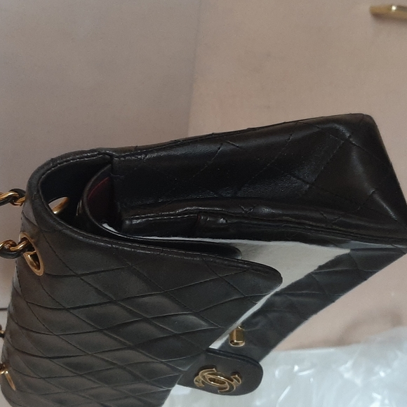 Authentic Vintage CHANEL Lambskin Double Chain Double Medium Flap Bag black/gold - Picture 5 of 16